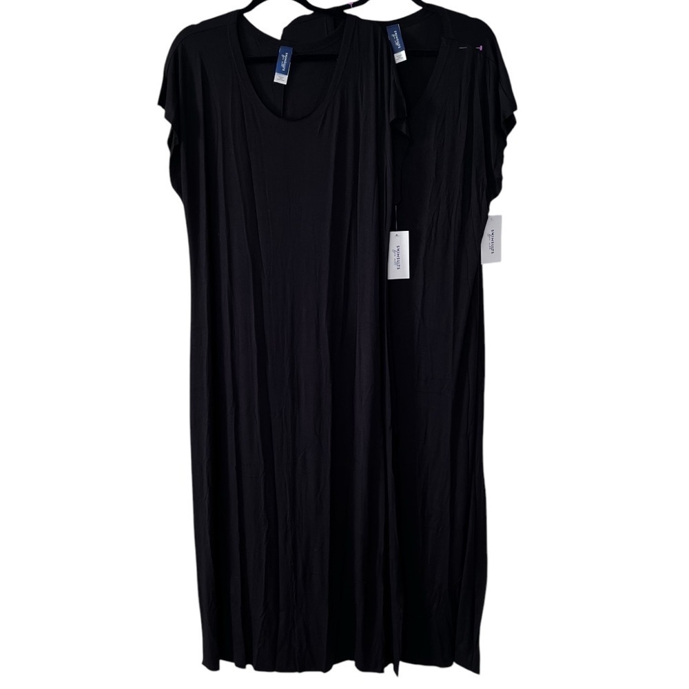 NWT Bundle of 2 Swimsuits For All Black Maxi Casual Dress Coverup size 2X - Picture 2 of 7